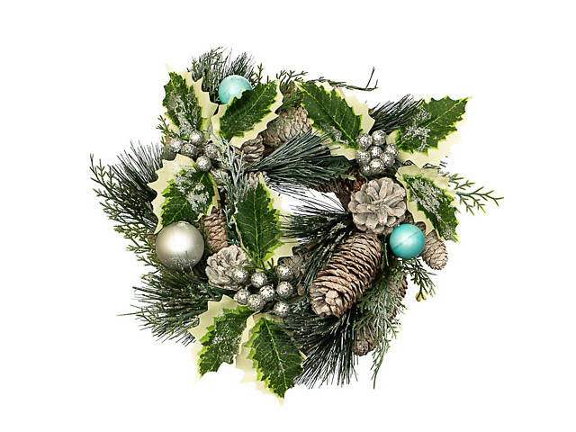 Вінок 'Сосновий із шишками та гостролистом' 30 см 011NF - Фото 1