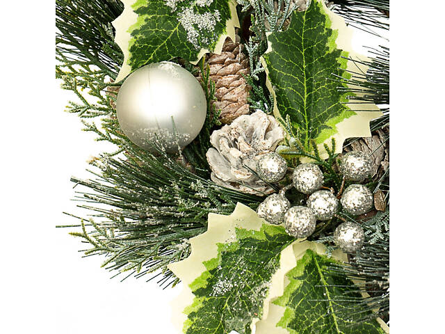 Вінок 'Сосновий із шишками та гостролистом' 30 см 011NF - Фото 2