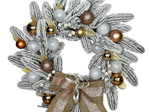 Вінок штучний різдвяний засніжений 19355 40 см бронзовий