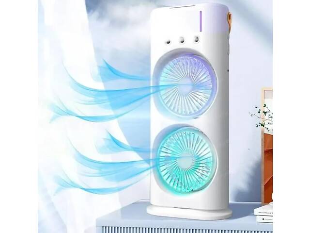 Вентилятор 3 в 1 USB с распылителем, автоповоротом и LED подсветкой Air Double-ended Spray Fan - Фото 3