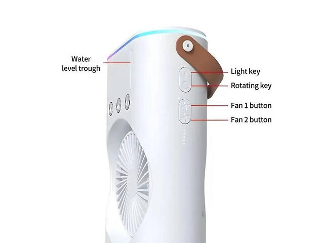 Вентилятор 3 в 1 USB с распылителем, автоповоротом и LED подсветкой Air Double-ended Spray Fan - Фото 4