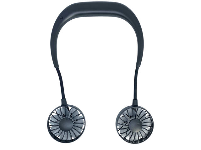Вентилятор на акумуляторі подвійний на шию портативний зарядка від USВ чорний Sports Necklace Fan - Фото 5