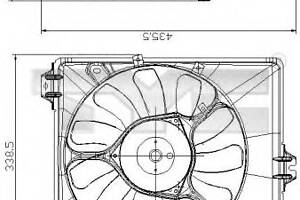 Вентилятор охолодження двигуна для моделей: FIAT (SEDICI), SUZUKI (SX4)