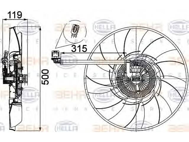 Вентилятор охлаждения двигателя для моделей: LAND ROVER (RANGE-ROVER, RANGE-ROVER)