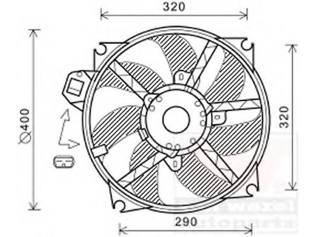 Вентилятор охолодження двигуна для моделей: RENAULT (MEGANE, MEGANE, MEGANE, SCENIC, GRAND-SCENIC, MEGANE)