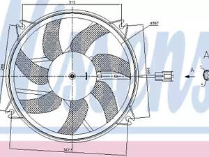 Вентилятор охолодження двигуна на 3008, 307, 308, 408, 5008, Berlingo, C4, C4 Picasso, C5, DS4, Partner