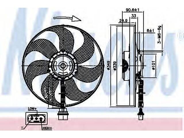 Вентилятор радіатора NISSENS 85544 на AUDI A3 (8L1)