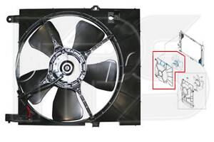 Вентилятор радіатора в сборі лівий CHEVROLET AVEO 02-08 SDN/HB (T200-250)