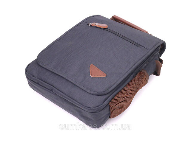 Вертикальна чоловіча сумка через плече текстильна 21261 Vintage Чорна - Фото 3