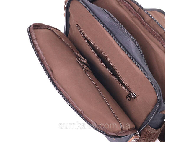 Вертикальна чоловіча сумка через плече текстильна 21261 Vintage Чорна - Фото 8