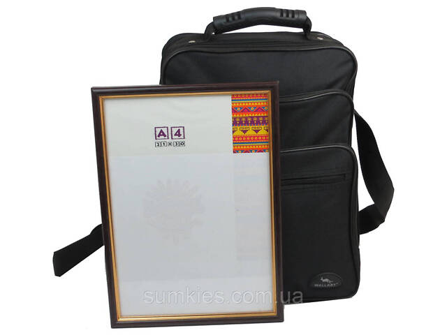 Вертикальна чоловіча сумка, портфель Wallaby 2281 чорна - Фото 4