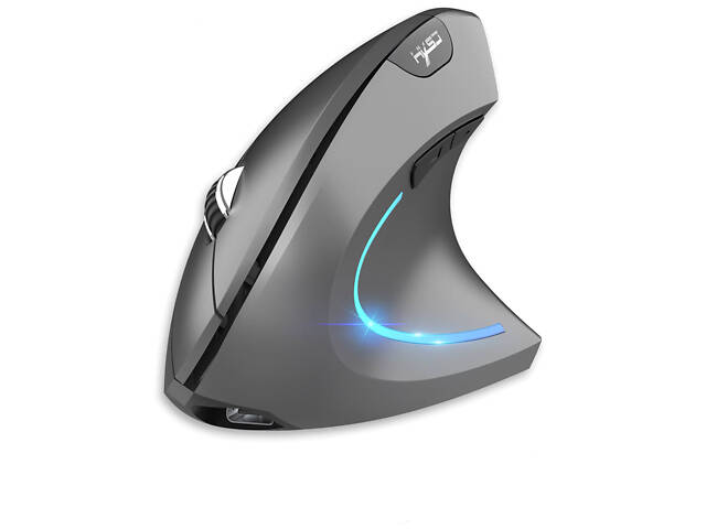 Вертикальная мышь беспроводная HYSJ Т22 с аккумулятором и RGB подсветкой 2,4G+Bluetooth Grey - Фото 1