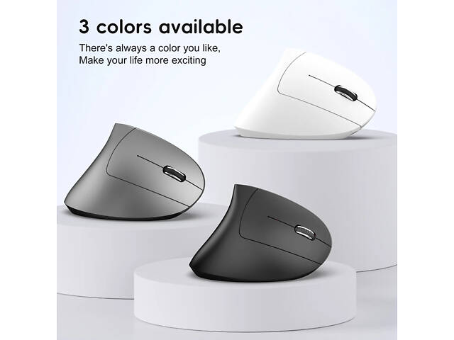 Вертикальная мышь беспроводная HYSJ Т22 с аккумулятором и RGB подсветкой 2,4G+Bluetooth Grey - Фото 5