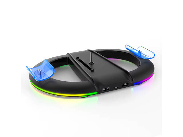 Вертикальна підставка для PS5 Slim iPega з тримачем для навушників DualSense на 2 геймпади Чорний ( hub_i0gmq3 ) - Фото 1