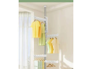 Вертикальна телескопічна вішалка - сушарка для одягу від підлоги до стелі 4 вішалки