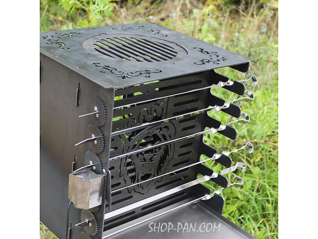 Вертикальний екомангал SHOP-PAN з вбудованою шашличницею і мотором на ніжках - Фото 2