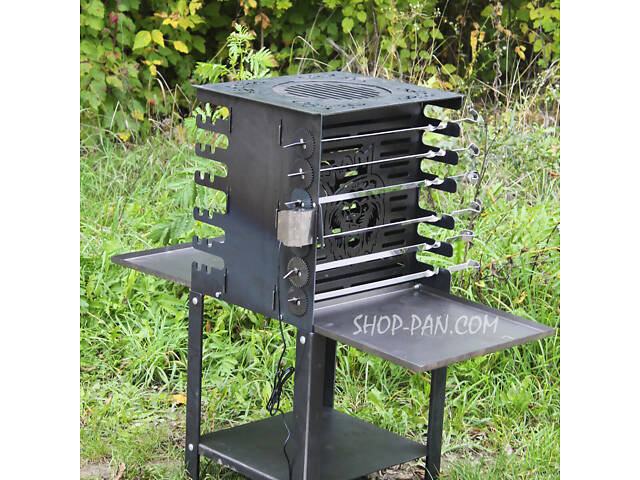 Вертикальний екомангал SHOP-PAN з вбудованою шашличницею і мотором на ніжках - Фото 3