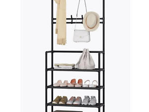 Вешалка напольная стойка в прихожую металлическая дополнительная полка под обувь 172х57х62см