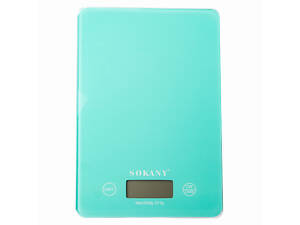 Ваги для кухні Sokany до 5 кг електронні на батарейках Lugi Бірюзовий SK-19027M