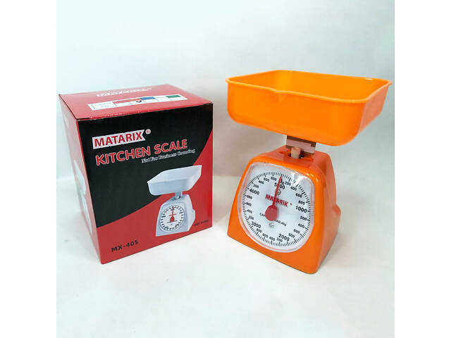 Ваги кухонні механічні MATARIX MX-405 5 кг, Ваги для кухні для продуктів. Колір: оранжевий - Фото 1