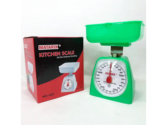 Ваги кухонні механічні MATARIX MX-405 5 кг, ваги для зважування продуктів. Колір: зелений - Фото 3