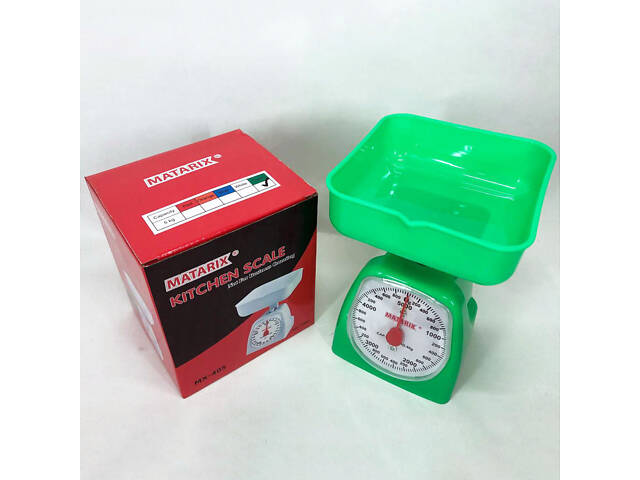 Ваги кухонні механічні MATARIX MX-405 5 кг, ваги для зважування продуктів. Колір: зелений - Фото 4