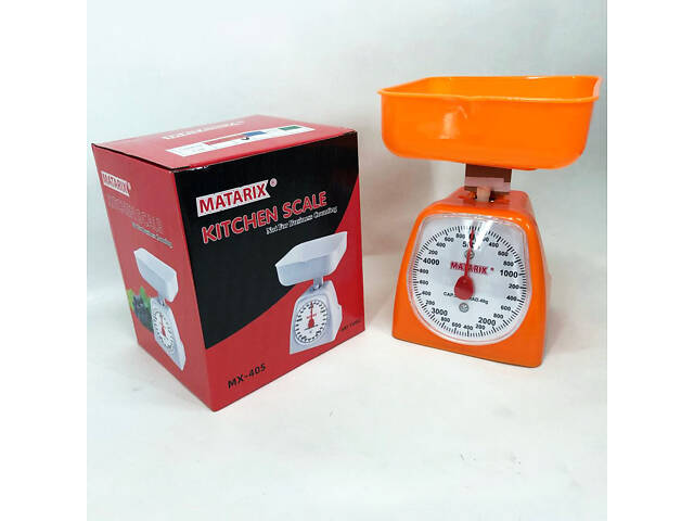 Ваги кухонні механічні MATARIX MX-405 5 кг, Ваги для кухні для продуктів. Колір: оранжевий - Фото 5