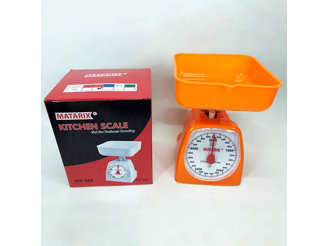 Ваги кухонні механічні MATARIX MX-405 5 кг, Ваги для кухні для продуктів. Колір: оранжевий - Фото 7