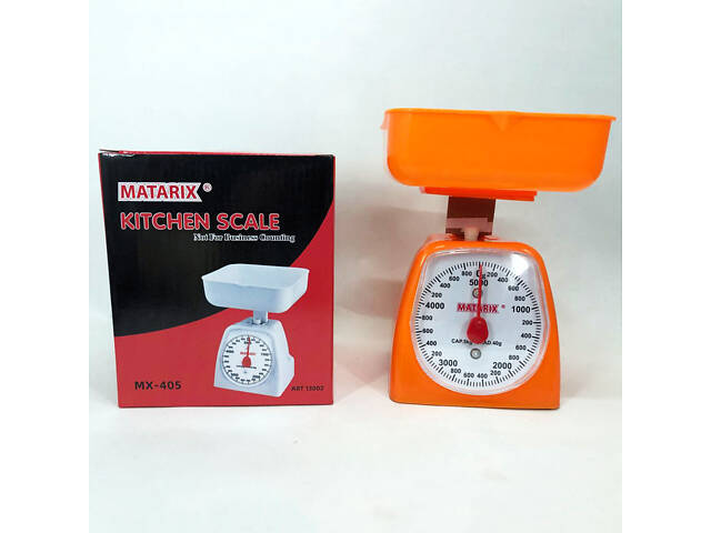 Ваги кухонні механічні MATARIX MX-405 5 кг, Ваги для кухні для продуктів. Колір: оранжевий - Фото 8