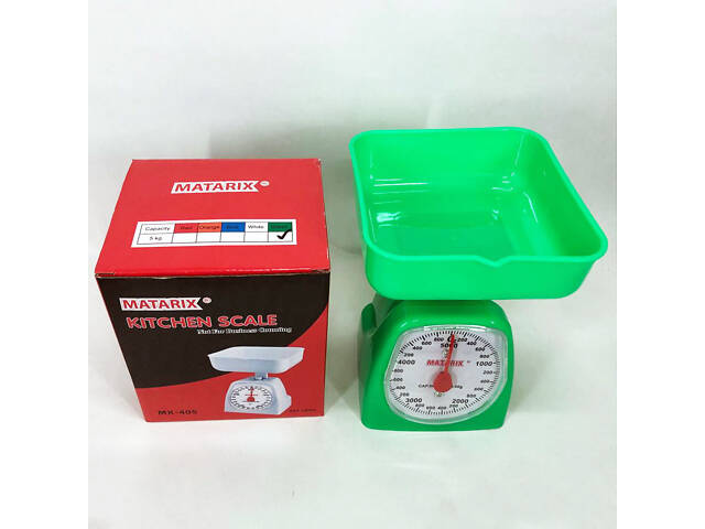 Ваги кухонні механічні MATARIX MX-405 5 кг, ваги для зважування продуктів. Колір: зелений - Фото 8