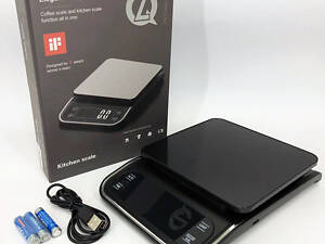 Ваги кухонні X-1, 5кг (0,1г), 3xAAA/USB, електронні ваги для зважування продуктів, кулінарні ваги