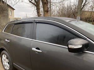 Ветровики с хром молдингом (4 шт, HIC) для Mazda CX-9 2007-2016 гг