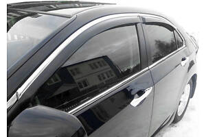 Ветровики с хром молдингом SD (4 шт, HIC) для Honda Accord VIII 2008-2012 гг