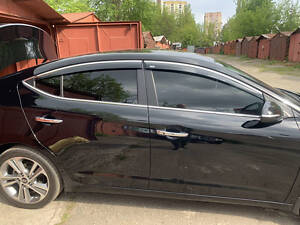 Ветровики с хромом (4 шт, Niken) для Hyundai Elantra 2015-2020 гг