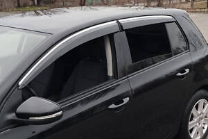 Ветровики с хромом HB (4 шт, Sunplex Chrome) для Volkswagen Golf 6