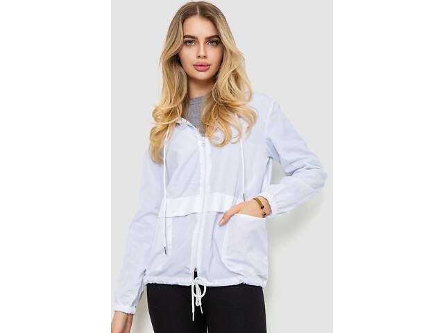 Ветровка женская с капюшоном, цвет белый, 177R042