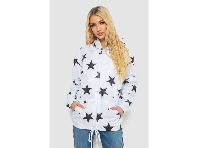 Ветровка женская с капюшоном, цвет белый, 238R102