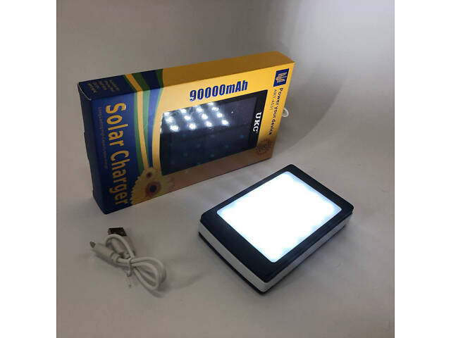 От 2 до 300 грн. Power Bank Solar 90000 mAh мобильное зарядное с солнечной панелью и лампой, Power Bank Charger Батарея. - Фото 1