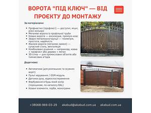 Відкотні ворота (зсувні). МАФи. Козирьки. Ворота. Паркани. Навіси. Виготовляємо та монтуємо конструкції будь-якої скла