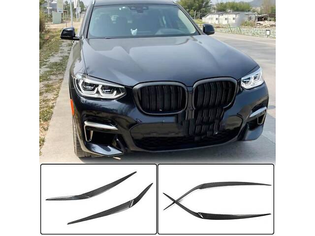 Ресницы на фары Carbon V1 для BMW X3 G01 2018- гг. - Фото 1