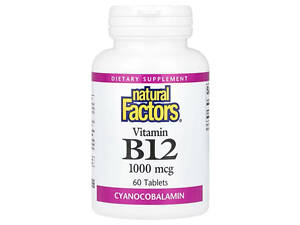 Витамин B12 Natural Factors Vitamin B12, 1,000 mcg, 60 Tablets