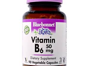 Вітамін B6 50 мг, Vitamin B6, Bluebonnet Nutrition, 90 вегетаріанських капсул