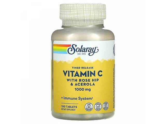 Витамин C Solaray Vitamin C with Rose Hips & Ace 1000 mg 100 tabs (1086-2023-10-3426)