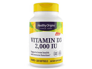 Витамин D3 в масле МСТ, Vitamin D3 in MCT Oil, Healthy Origins, 2000 МЕ, 120 гелевых капсул