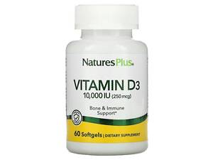 Витамин D3, Vitamin D3, Nature's Plus, 10 000 МЕ (250 мкг), 60 капсул