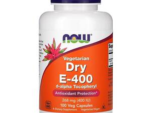 Витамин Е сухой, Vegetarian Dry E-400, Now Foods, 268 мг (400 МЕ), 100 вегетарианских капсул