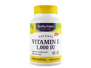 Витамин Е, Vitamin E, Healthy Origins, натуральный, смесь токоферолов, 1000 МЕ, 60 гелевых капсул