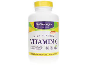 Витамин С (L-аскорбиновая кислота), Vitamin C, Healthy Origins, 1000 мг, 360 вегетарианских капсул