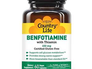 Витаминный препарат Country Life Benfotiamine with Thiamin 150 mg 60 Veg Caps