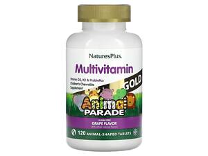 Витамины для детей, Children's Chewable Multi-Vitamin, Nature's Plus, Animal Parade, вкус винограда, 120